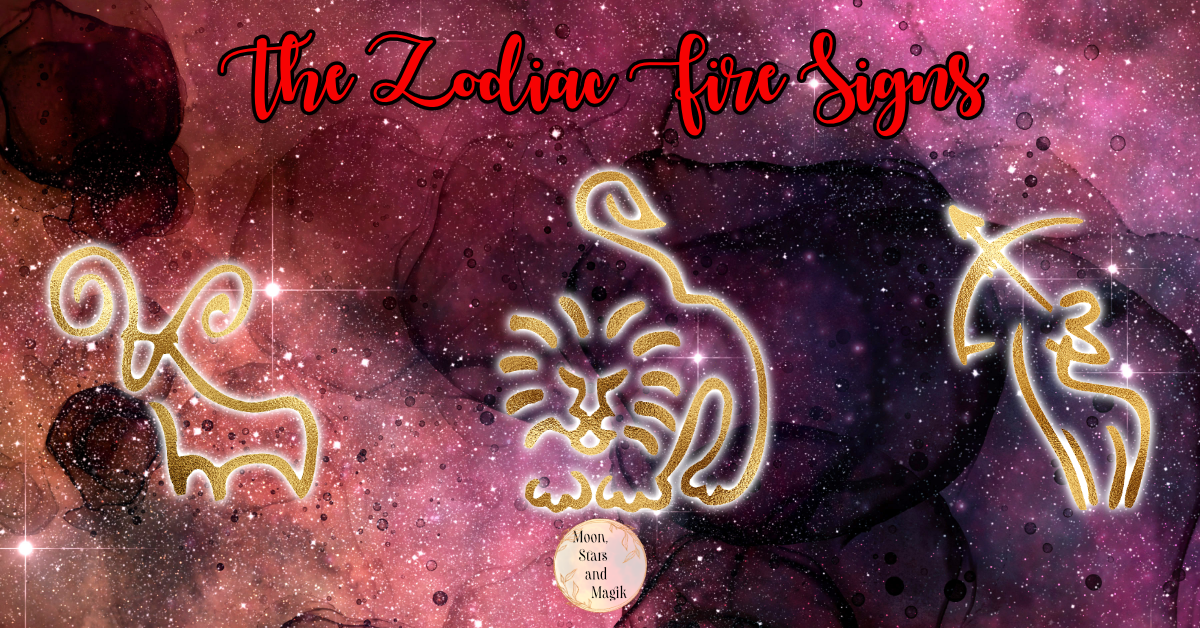 Image showing the symbols for the zodiac fire signs aries, leo and sagittarius